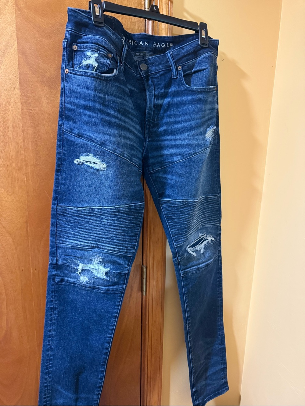 American Eagle Outfitters Men’s Dark Blue Skinny Moto Jeans